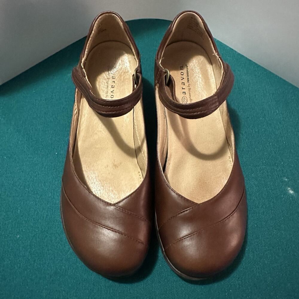 ARAVON By New Balance Women's BROWN Leather "Dolly" Mary Jane Shoes WSM06BR 8.5M